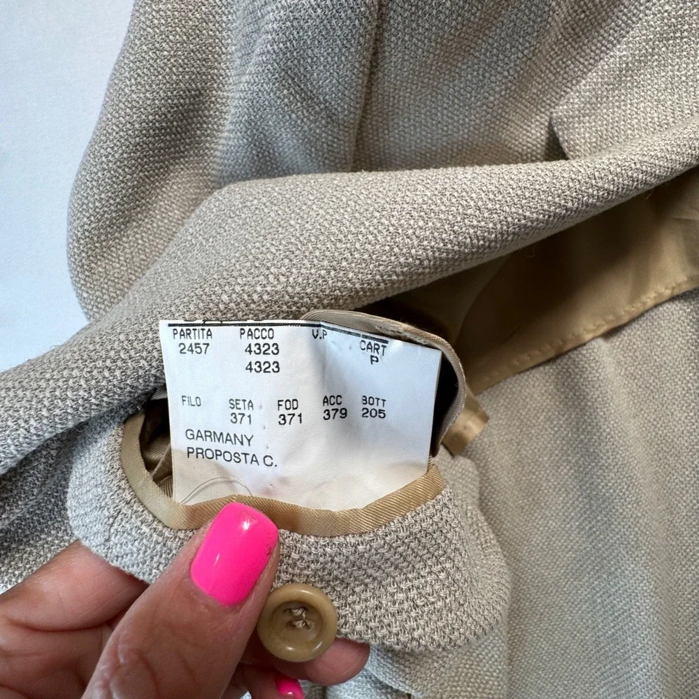 Canali Proposta Mens Blazer Sport Coat Jacket Beige Silk Wool Blend 54L Italy 46